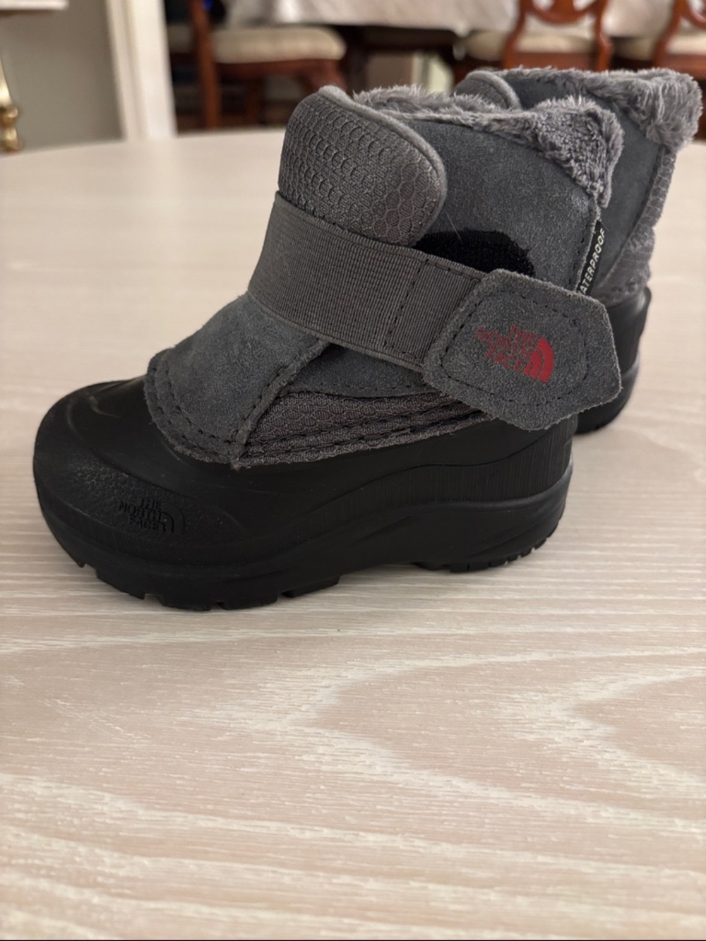 The North Face Kids Gray & Black Winter Boot with Red Logo